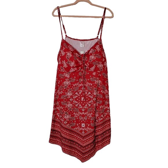 Women's Dress Red Bandana Hankie Hem Dress Junior Size 3X No Boundaries - Picture 5 of 9
